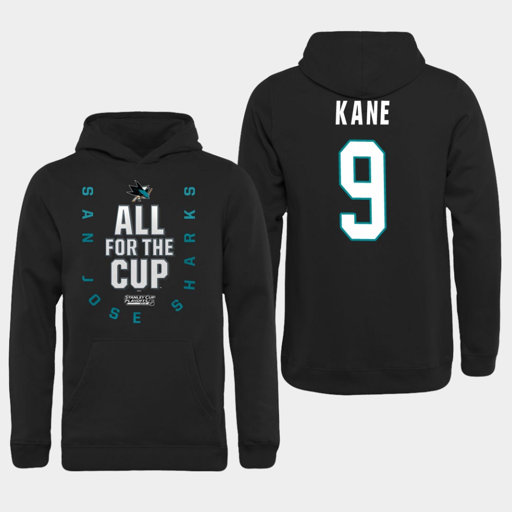 Men NHL Adidas San Jose Sharks #9 Kane black hoodie